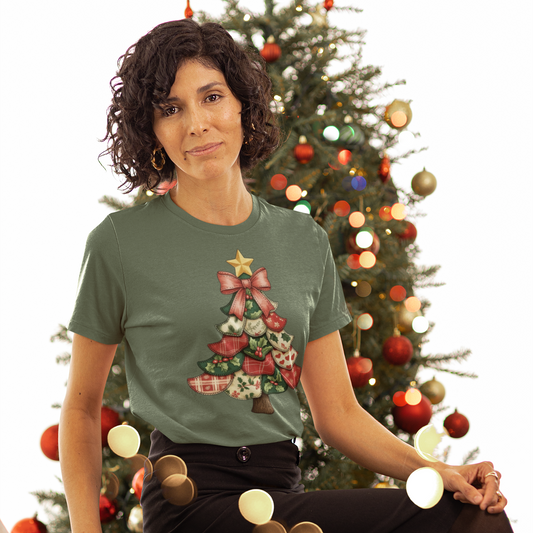 Patchwork Holiday Tree Graphic Tee