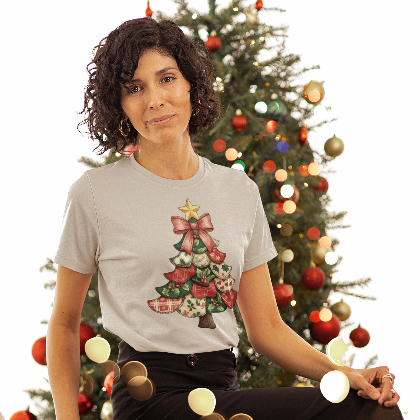 Patchwork Holiday Tree Graphic Tee