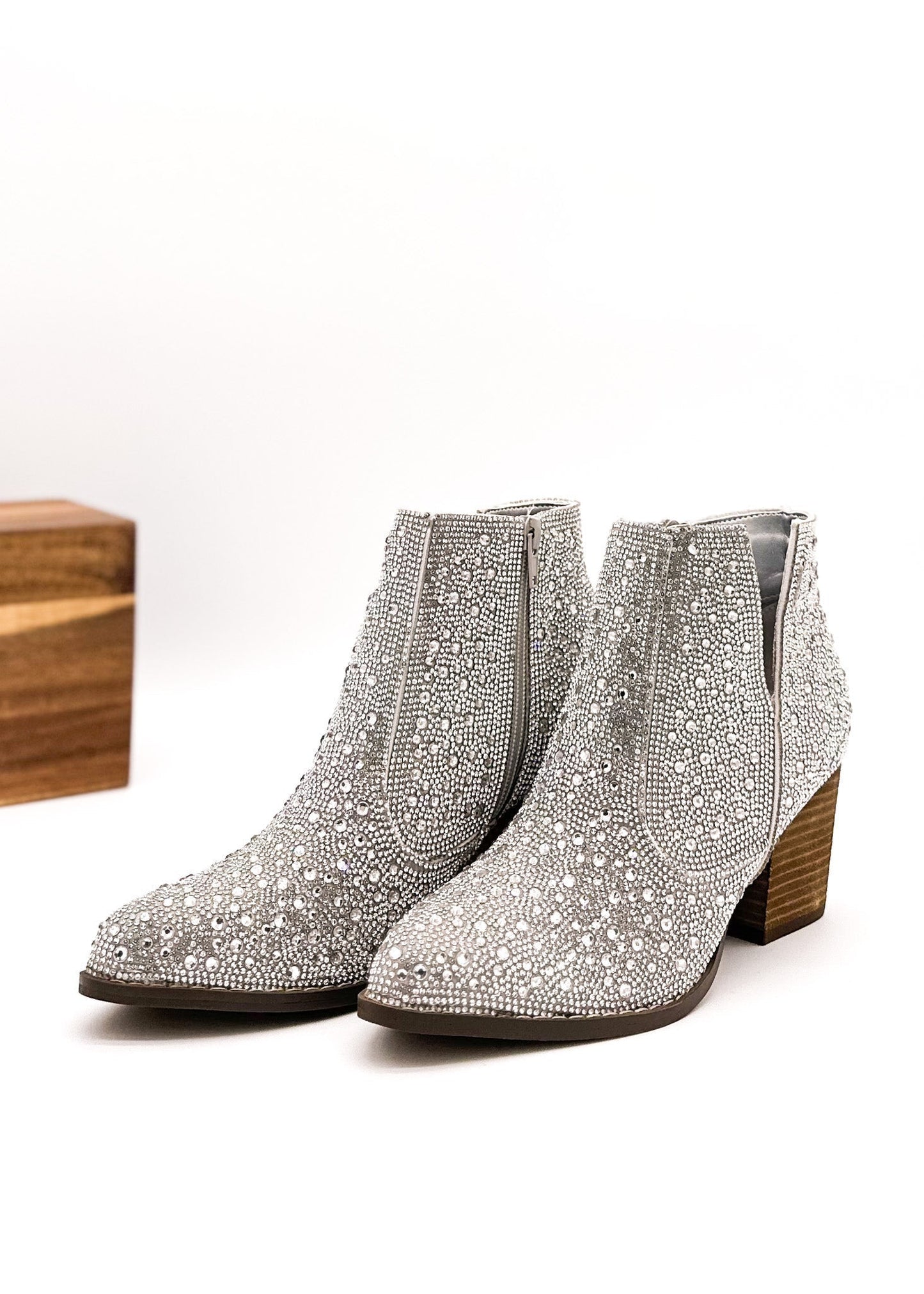 Shine Star Rhinestone Bootie in Silver (Online Exclusive)