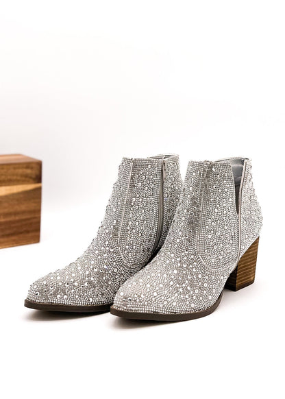 Shine Star Rhinestone Bootie in Silver (Online Exclusive)