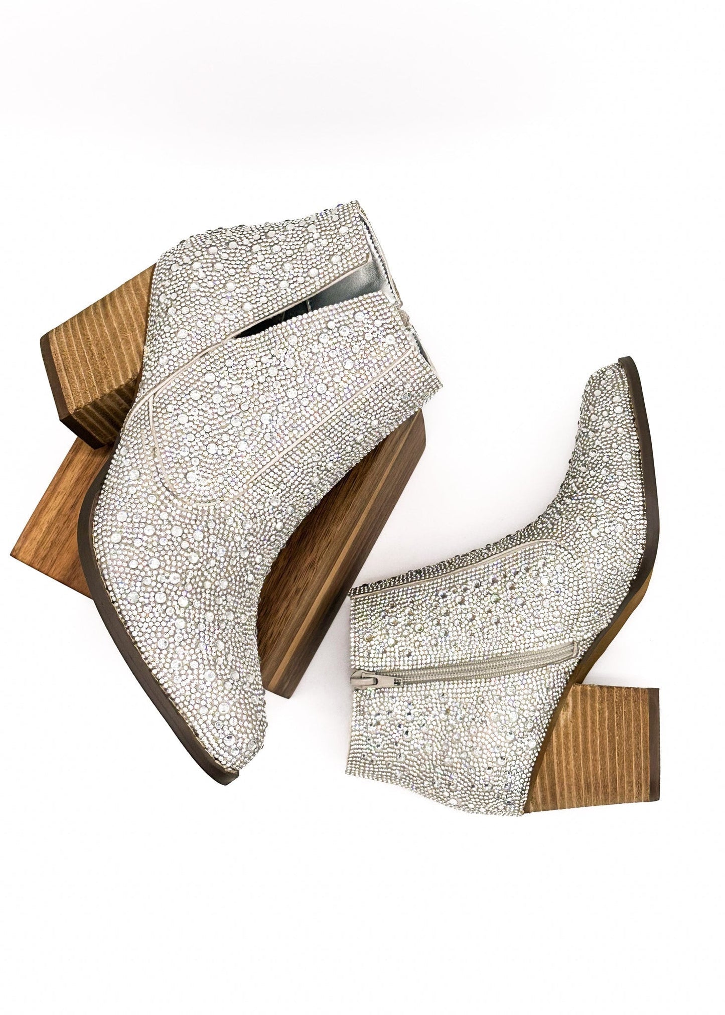 Shine Star Rhinestone Bootie in Silver (Online Exclusive)