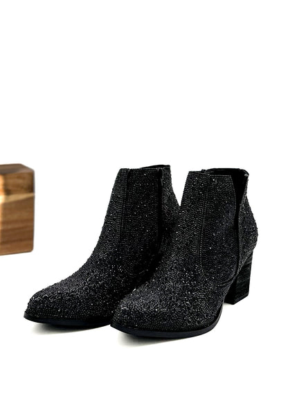 Shine Star Rhinestone Bootie in Black (Online Exclusive)