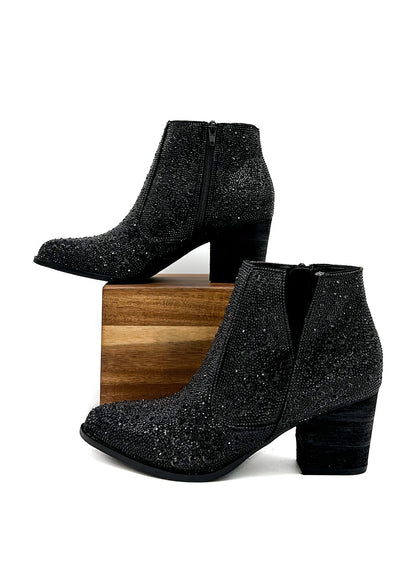 Shine Star Rhinestone Bootie in Black (Online Exclusive)