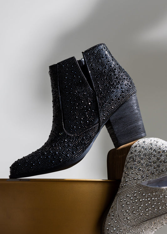 Shine Star Rhinestone Bootie in Black (Online Exclusive)