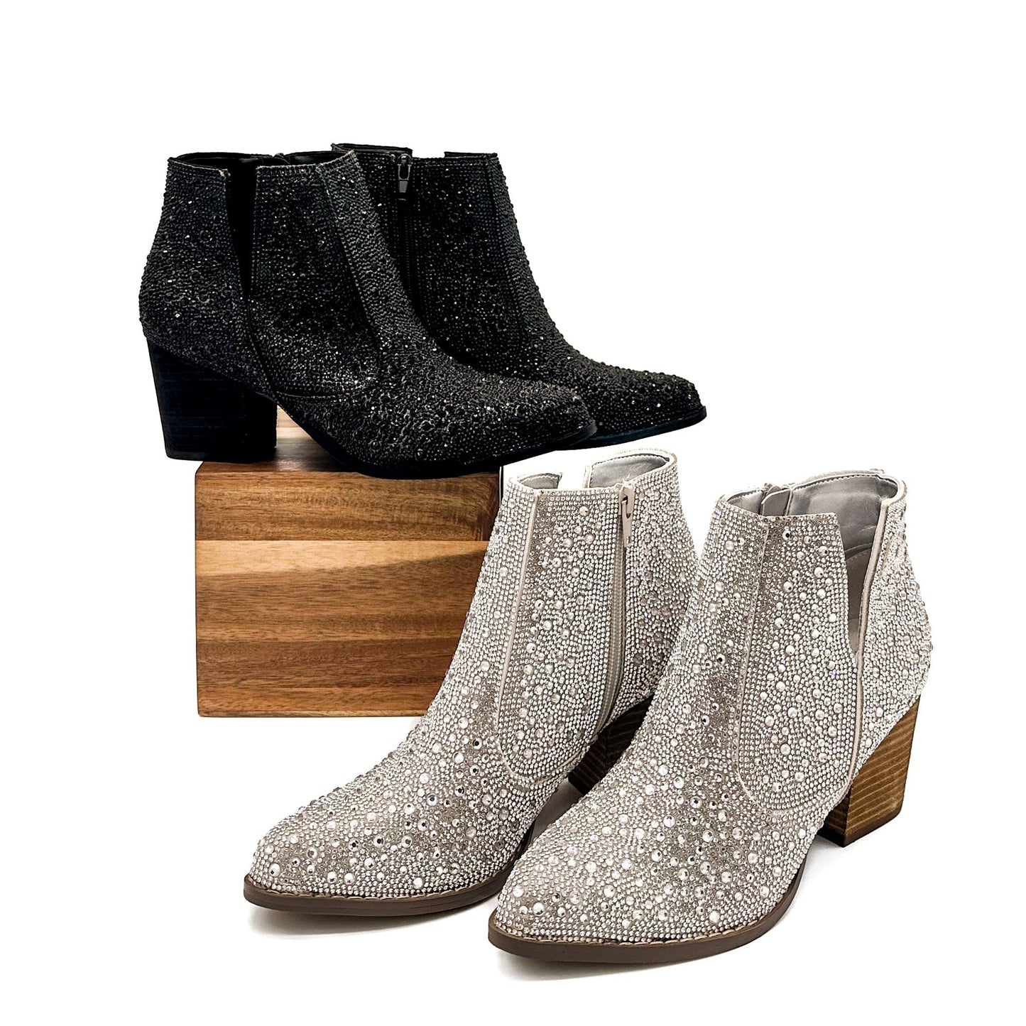 Shine Star Rhinestone Bootie in Black (Online Exclusive)