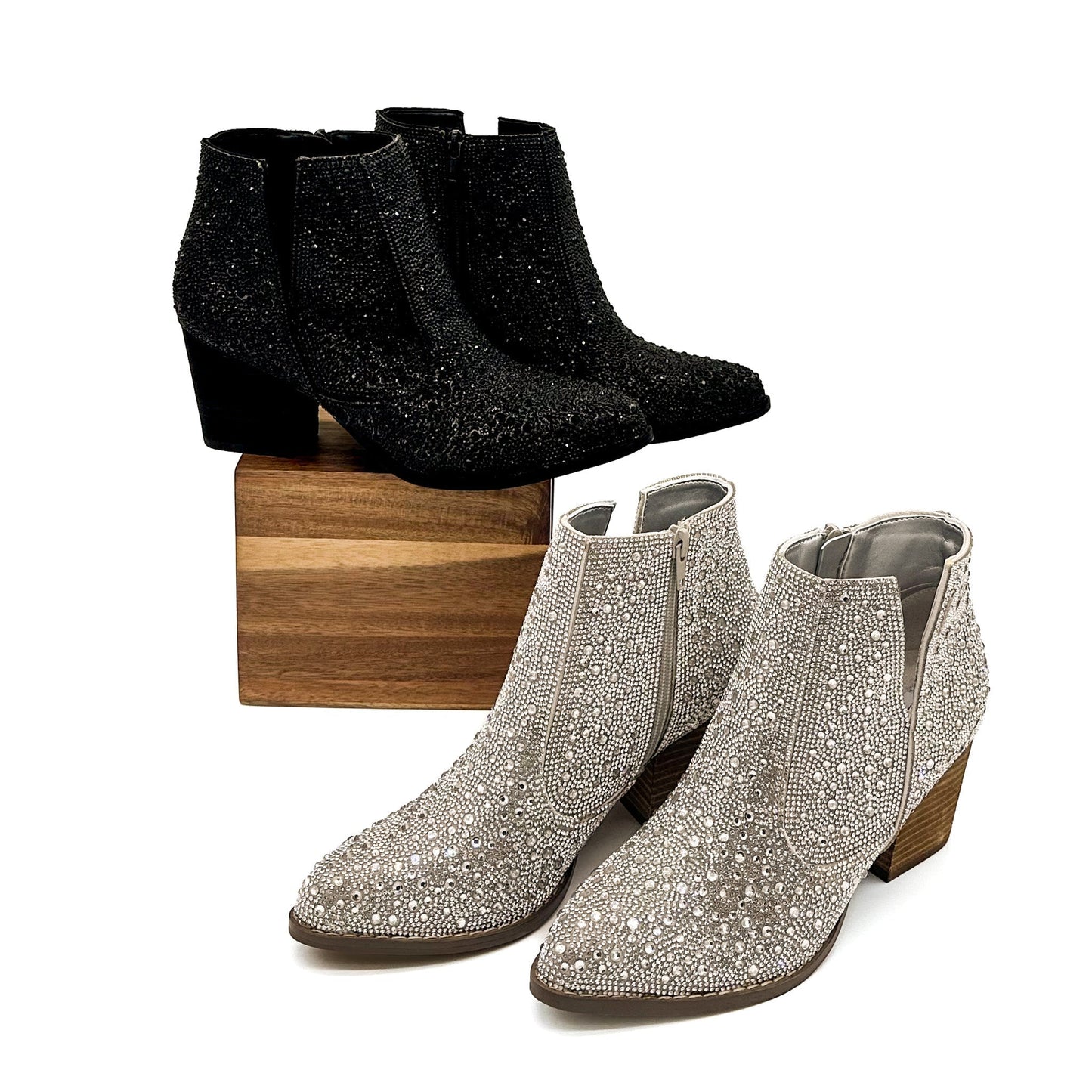 Shine Star Rhinestone Bootie in Black (Online Exclusive)