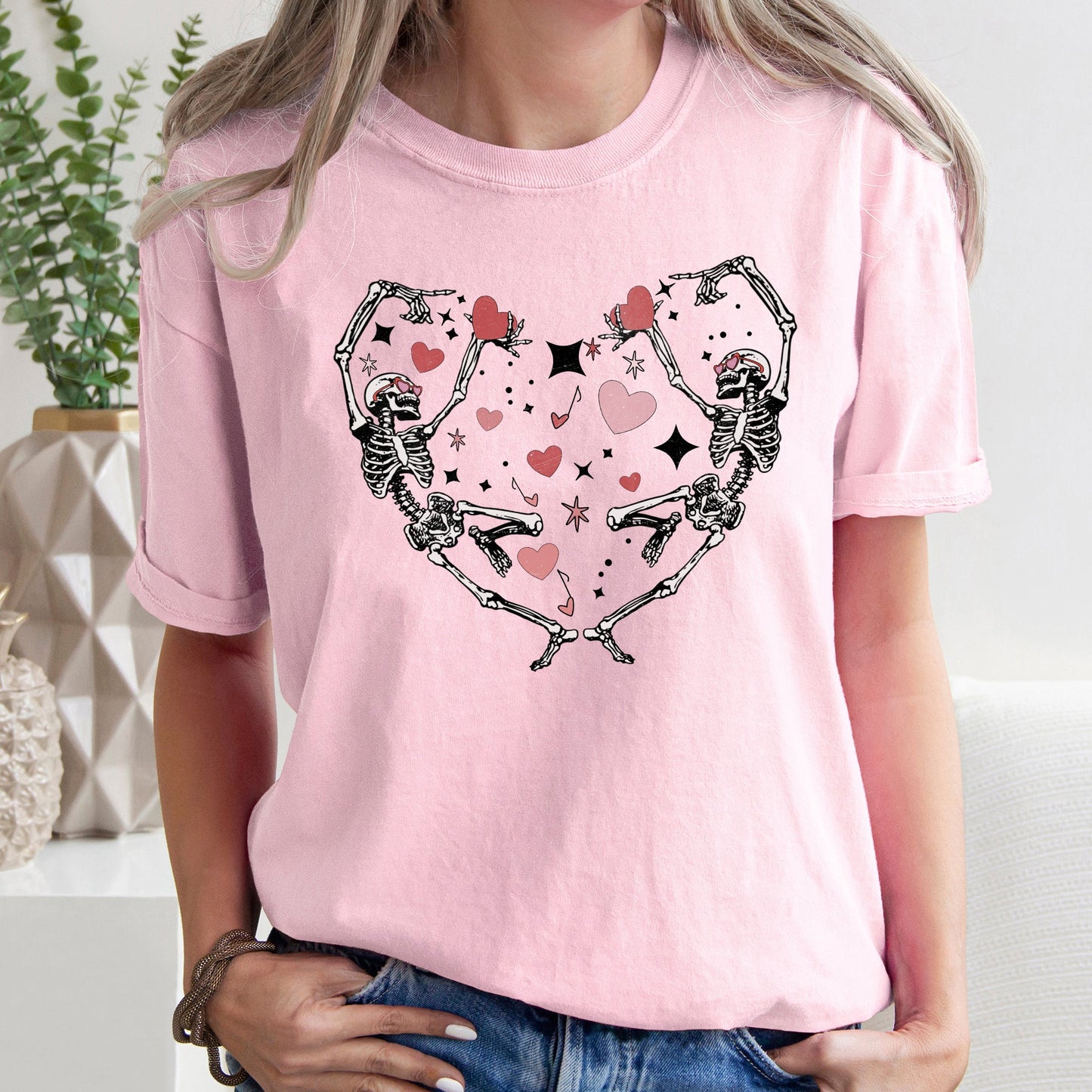 Dancing Skeletons, Heart, Comfort Colors Tshirt, Valentine's Day