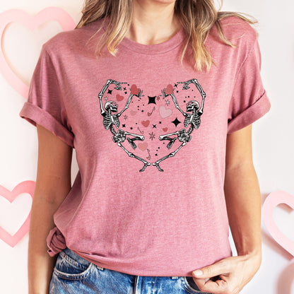 Dancing Skeletons, Heart, Super Soft Tshirt, Valentine's Day