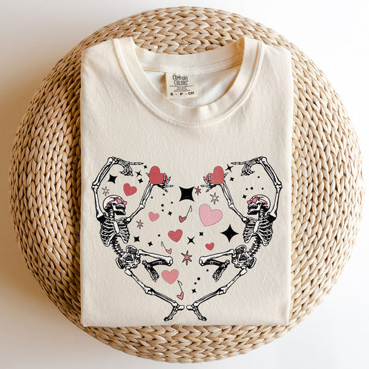 Dancing Skeletons, Heart, Comfort Colors Tshirt, Valentine's Day