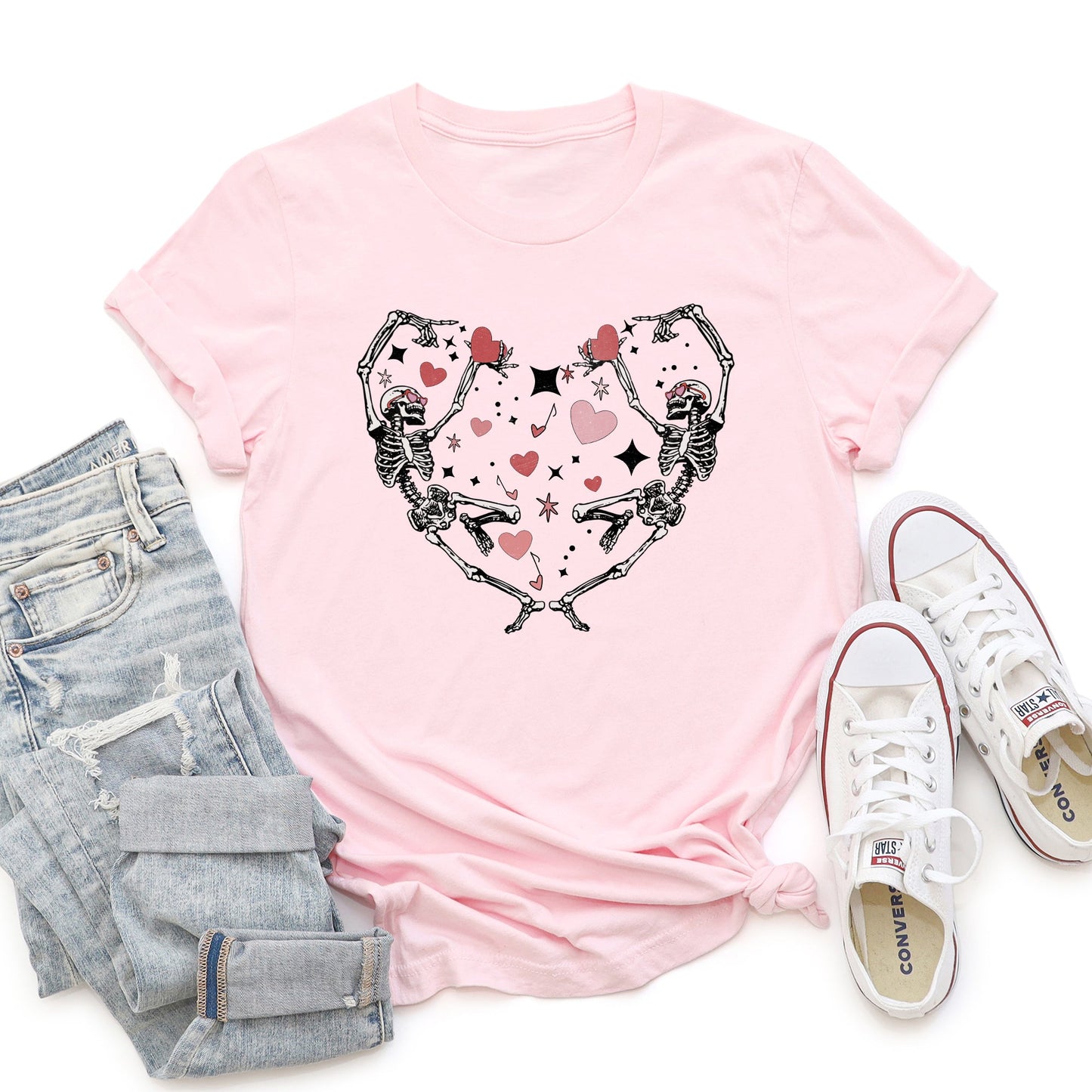 Dancing Skeletons, Heart, Super Soft Tshirt, Valentine's Day