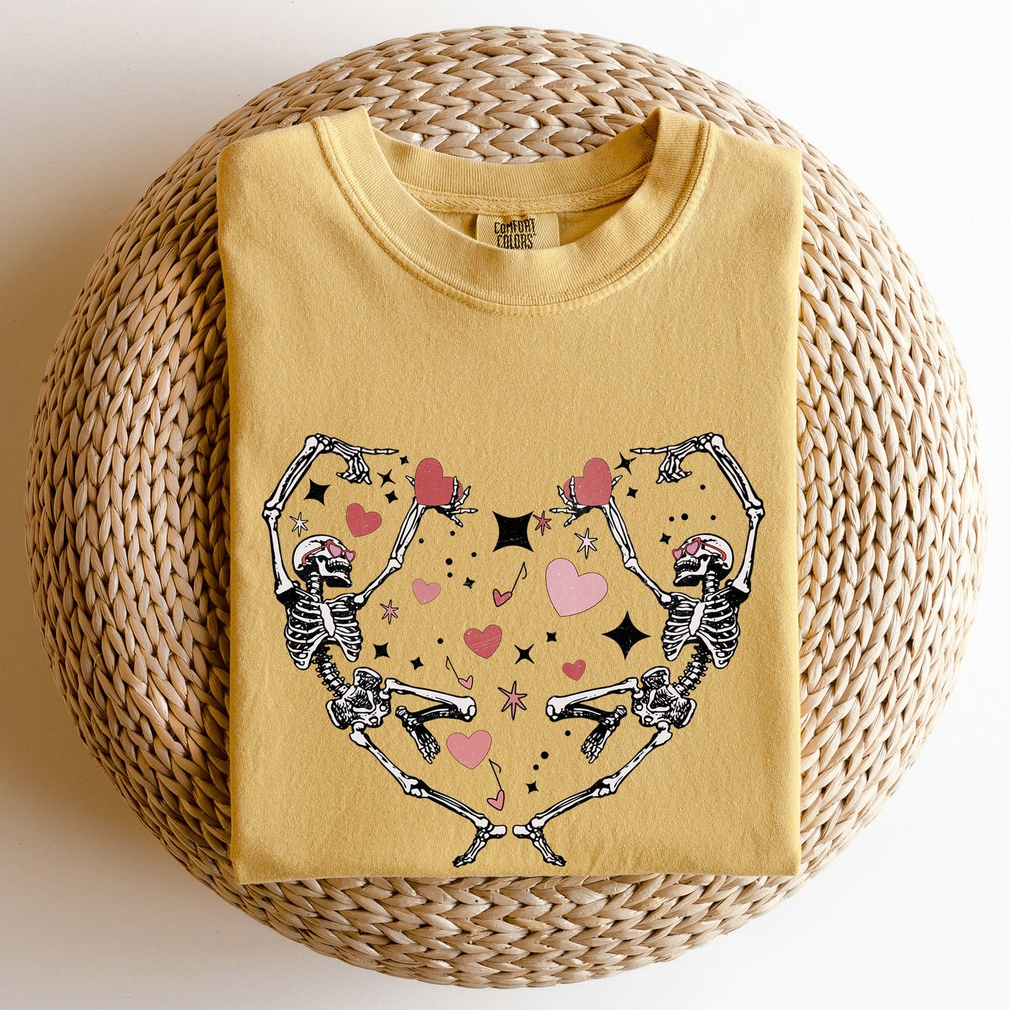 Dancing Skeletons, Heart, Comfort Colors Tshirt, Valentine's Day