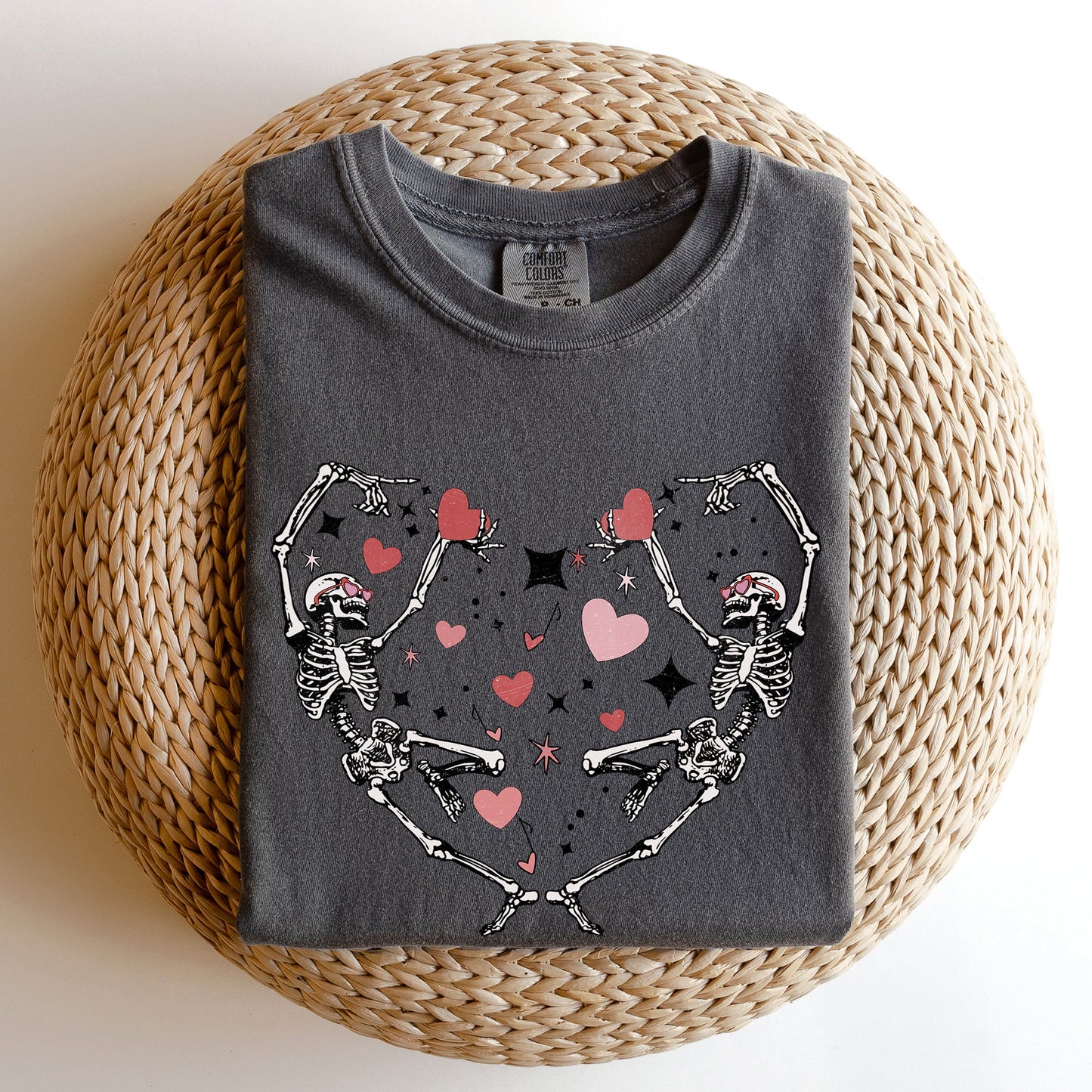 Dancing Skeletons, Heart, Comfort Colors Tshirt, Valentine's Day