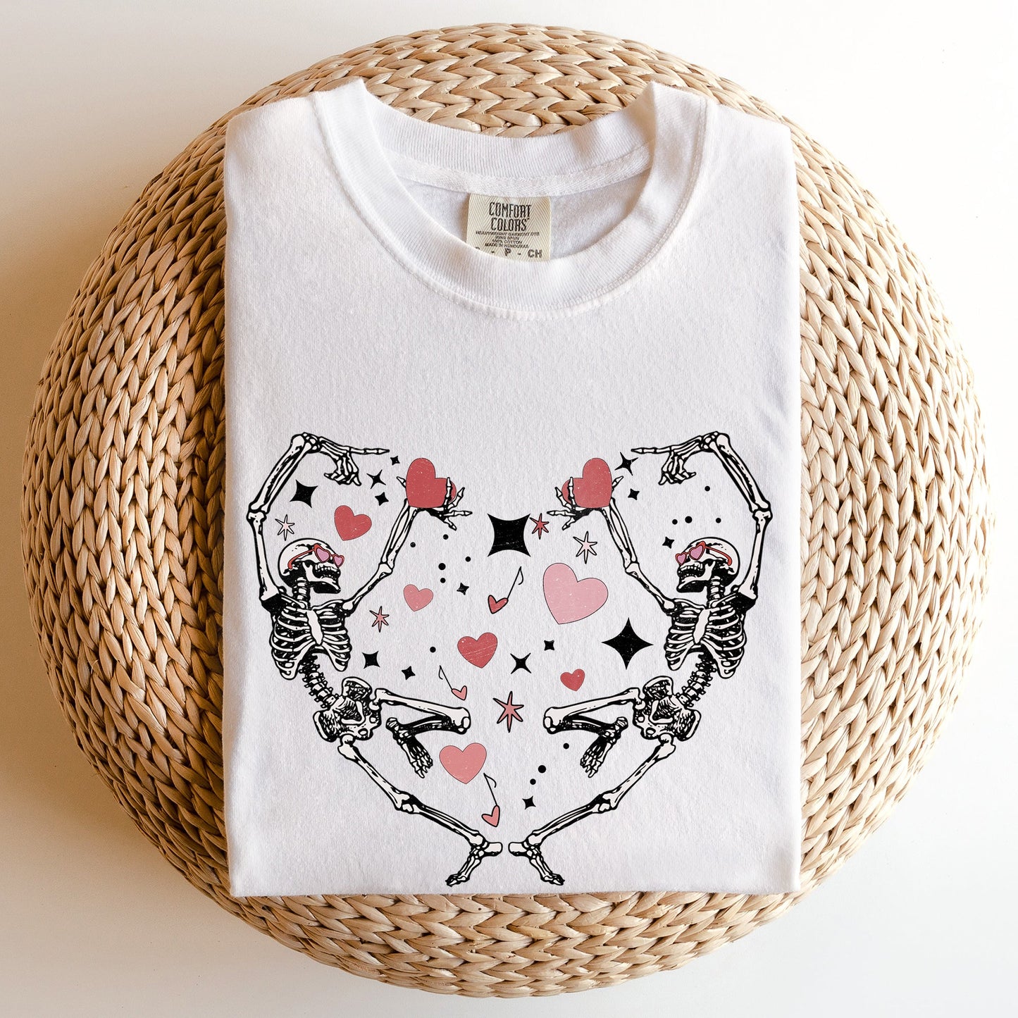 Dancing Skeletons, Heart, Comfort Colors Tshirt, Valentine's Day