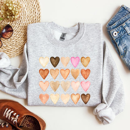 Skin Tone Hearts, Multicultural, Sweatshirt, Valentine's Day