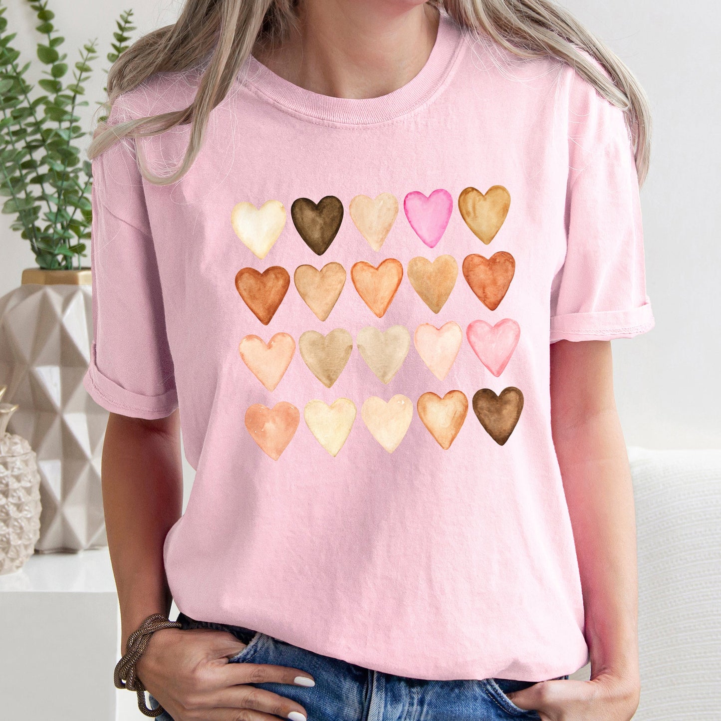 Skin Tone Hearts, Multicultural, Comfort Colors Tshirt, Valentine's Day