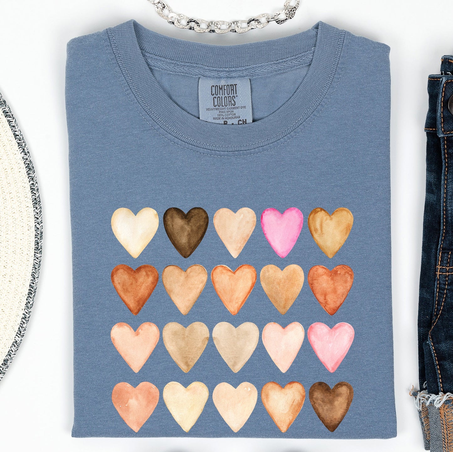 Skin Tone Hearts, Multicultural, Comfort Colors Tshirt, Valentine's Day