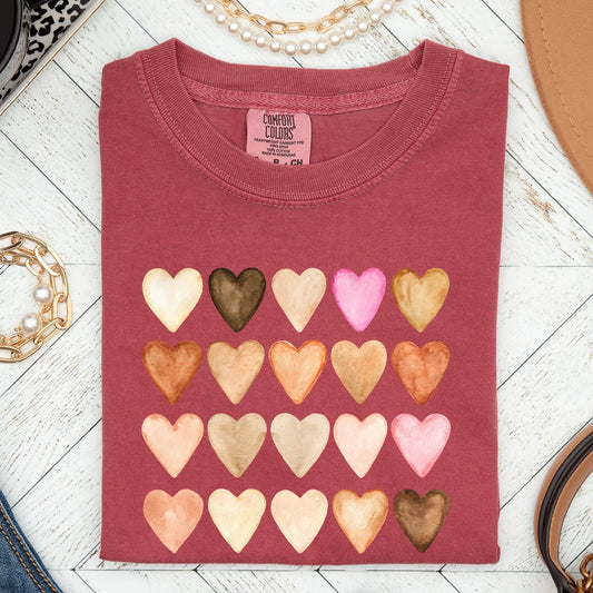 Skin Tone Hearts, Multicultural, Comfort Colors Tshirt, Valentine's Day