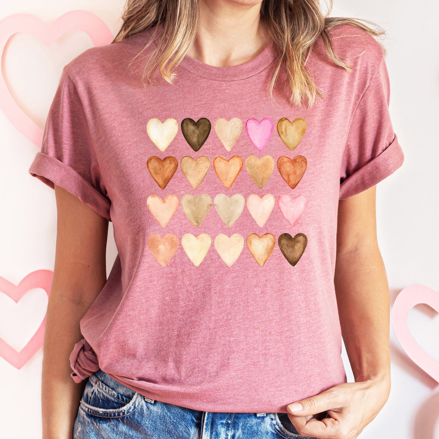 Skin Tone Hearts, Multicultural, Super Soft Tshirt, Valentine's Day