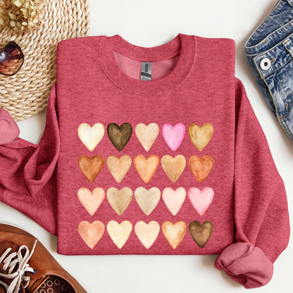 Skin Tone Hearts, Multicultural, Sweatshirt, Valentine's Day