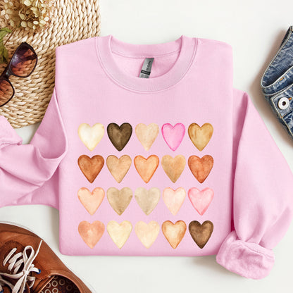 Skin Tone Hearts, Multicultural, Sweatshirt, Valentine's Day