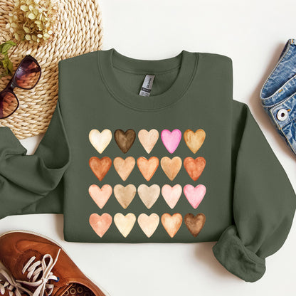 Skin Tone Hearts, Multicultural, Sweatshirt, Valentine's Day