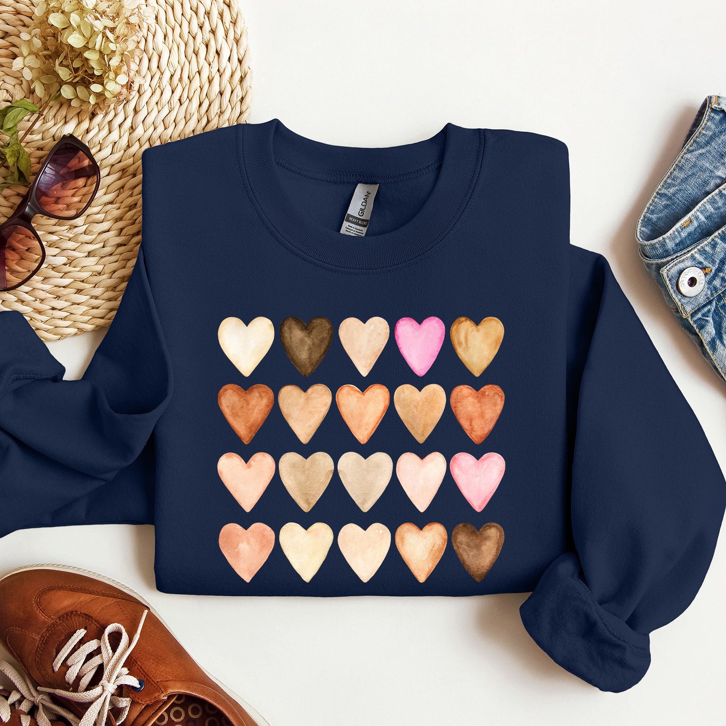 Skin Tone Hearts, Multicultural, Sweatshirt, Valentine's Day
