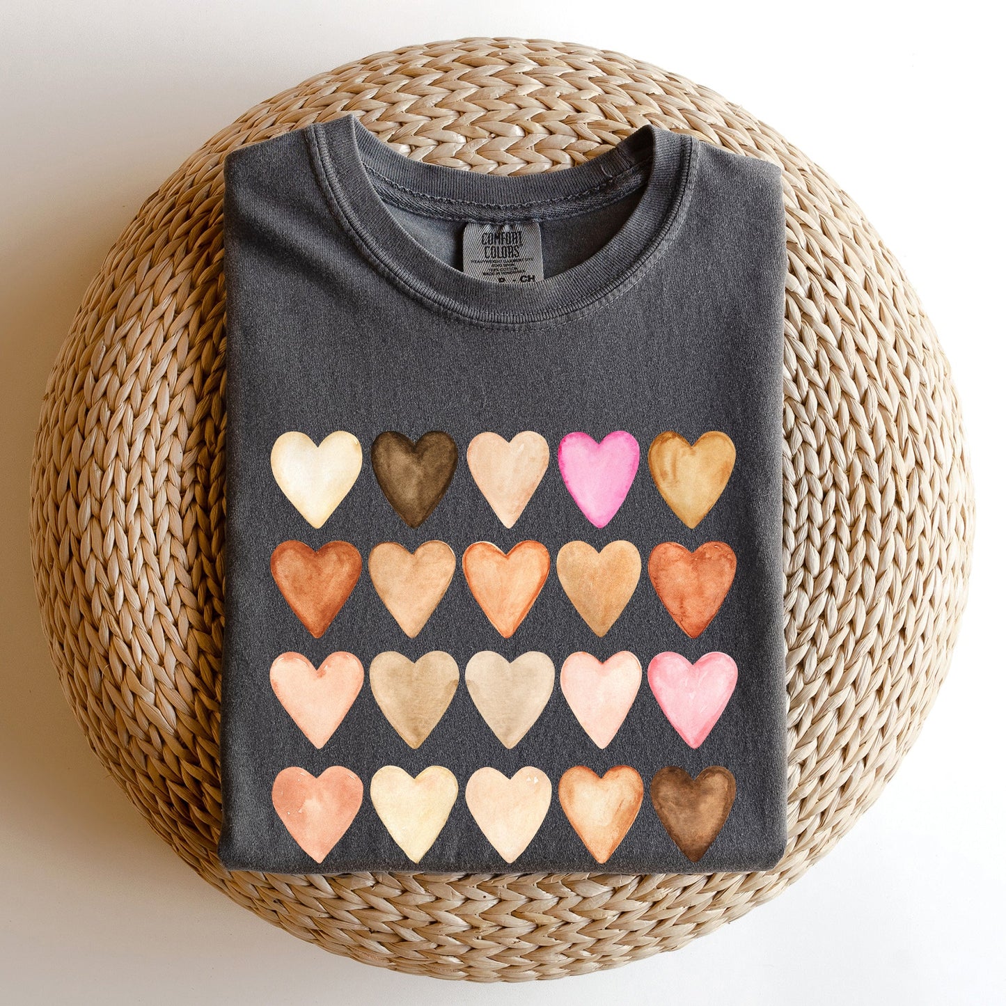 Skin Tone Hearts, Multicultural, Comfort Colors Tshirt, Valentine's Day
