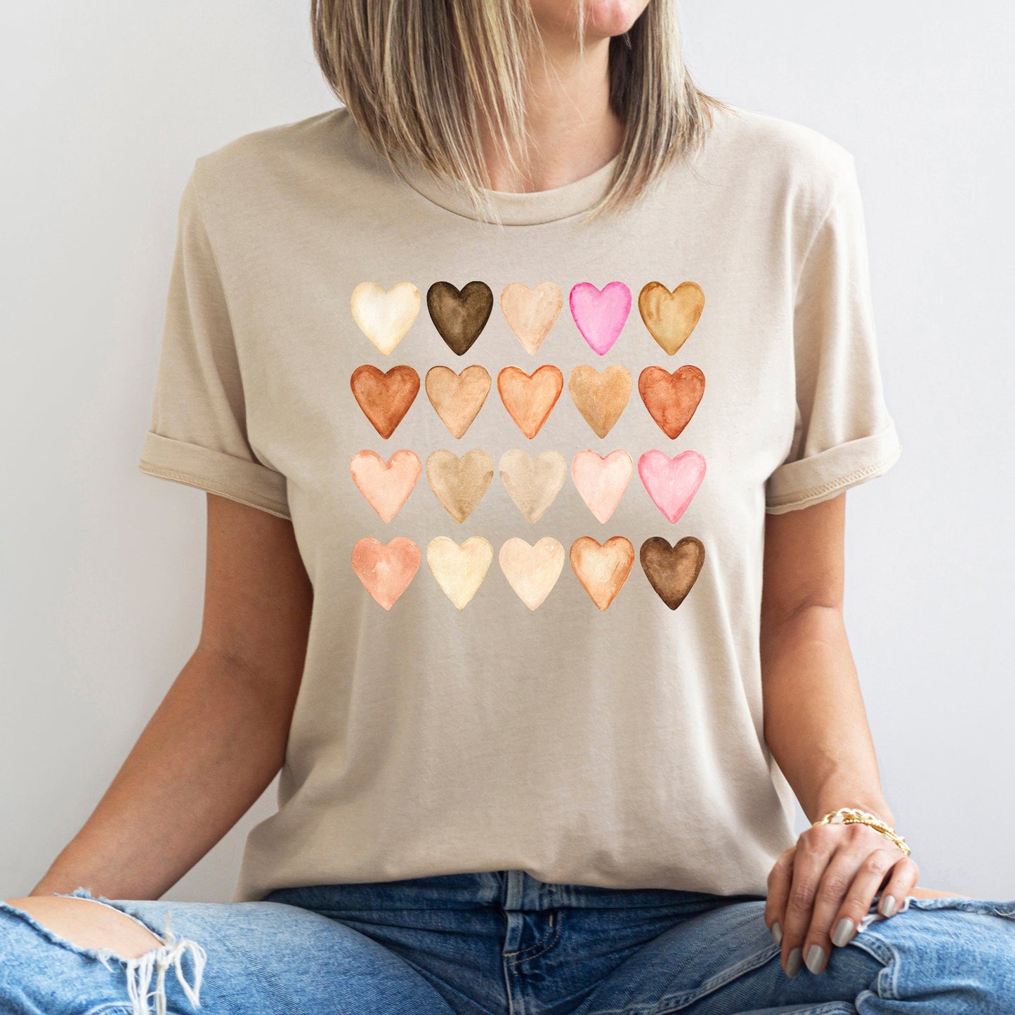 Skin Tone Hearts, Multicultural, Super Soft Tshirt, Valentine's Day