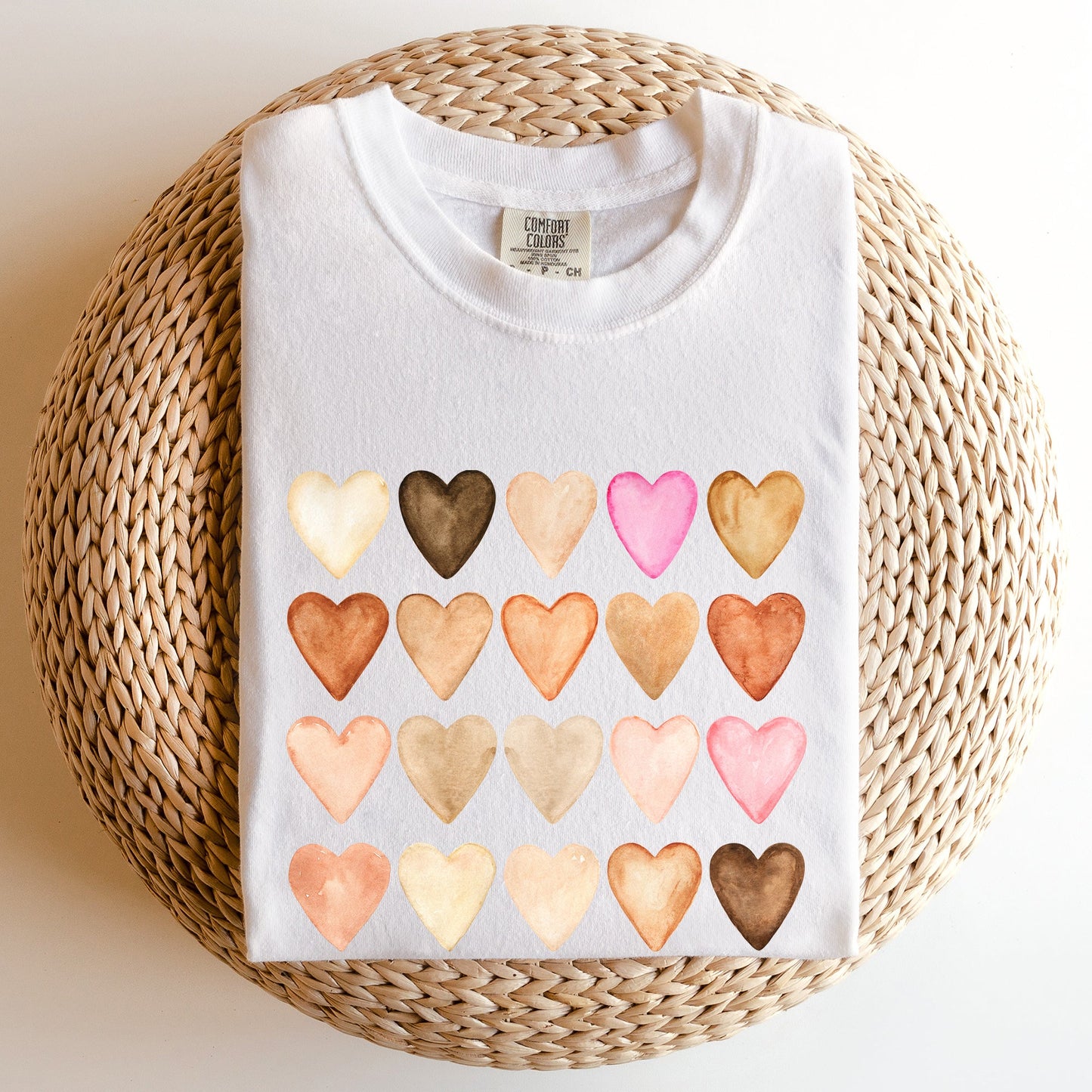 Skin Tone Hearts, Multicultural, Comfort Colors Tshirt, Valentine's Day