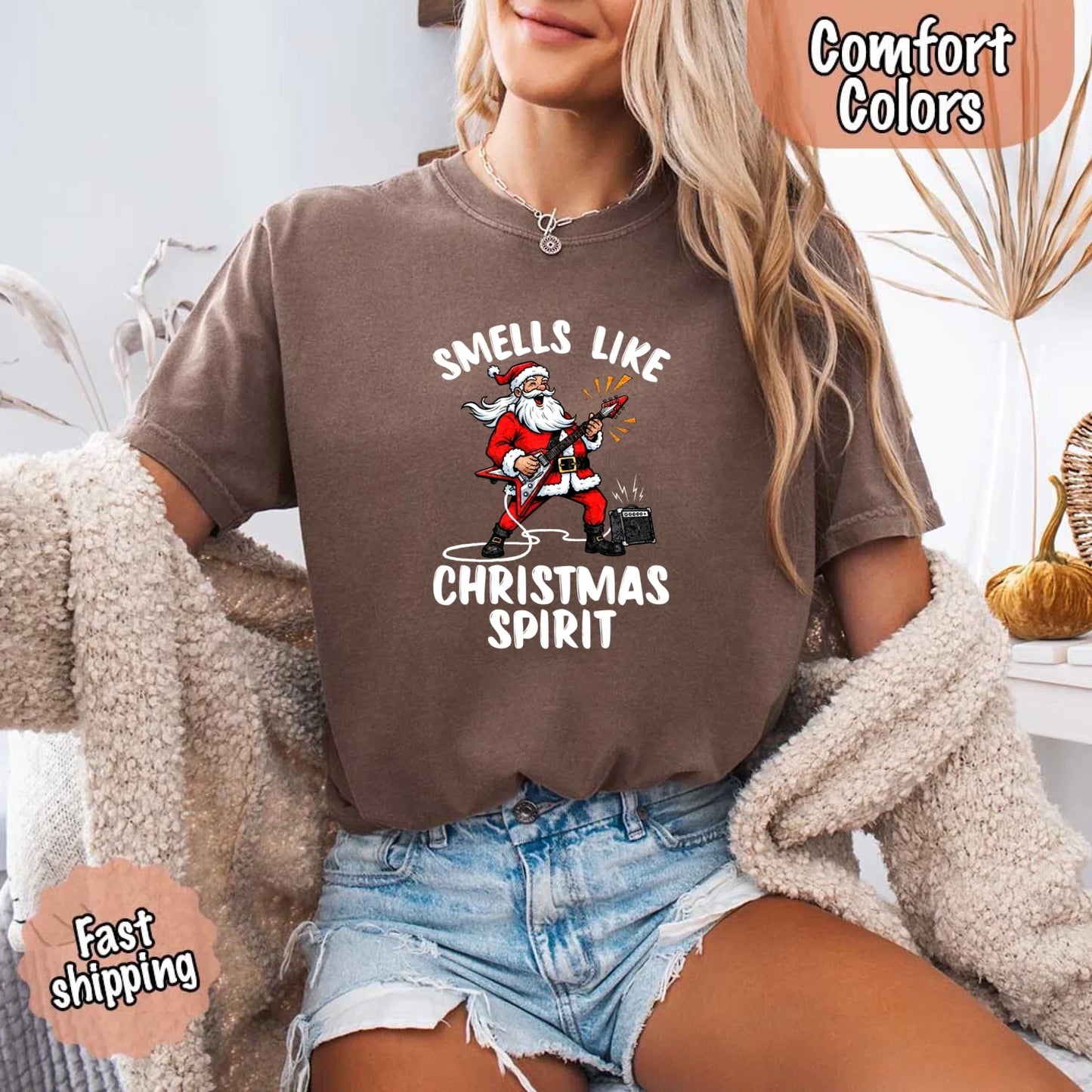 Smells Like Christmas Spirit Funny Santa Comfort Colors T-shirt