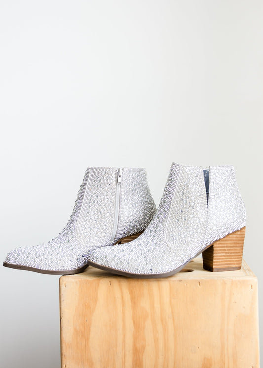 Shine Star Rhinestone Bootie in Silver (Online Exclusive)