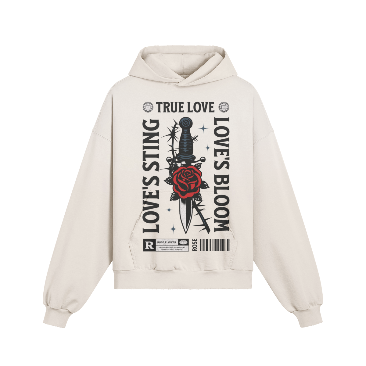 Men's Hoodie - Sun Faded Ripped Pocket Design