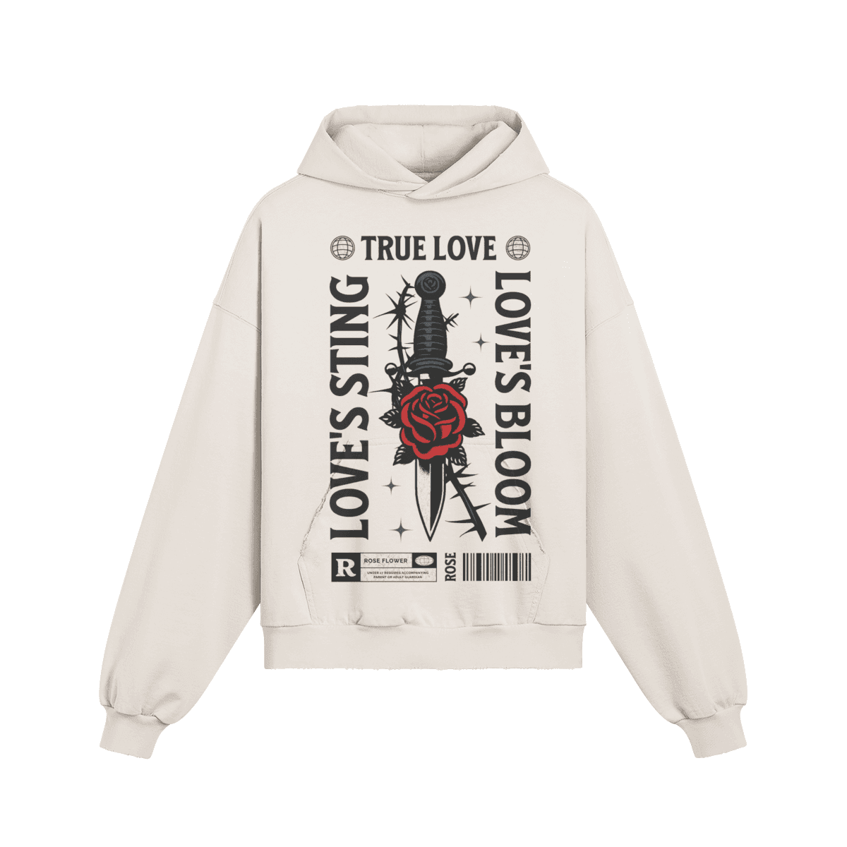 Men's Hoodie - Sun Faded Ripped Pocket Design