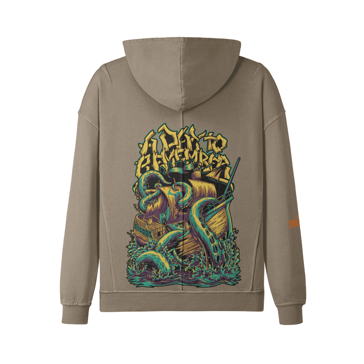 Men's Hoodie with Washed Slit Hem Turtleneck Design