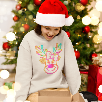 Neon Coquette Reindeer Youth & Toddler Sweatshirt