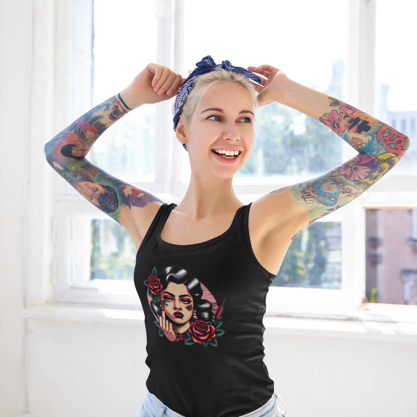 Vintage Middle Finger Graphic Racerback Tank