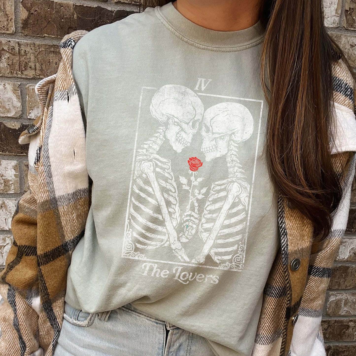 The Lovers Tarot, Skeletons, Mystical, Magic, Comfort Colors Tshirt, Valentine's Day