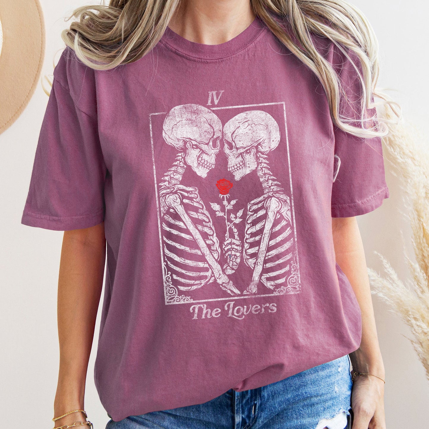 The Lovers Tarot, Skeletons, Mystical, Magic, Comfort Colors Tshirt, Valentine's Day