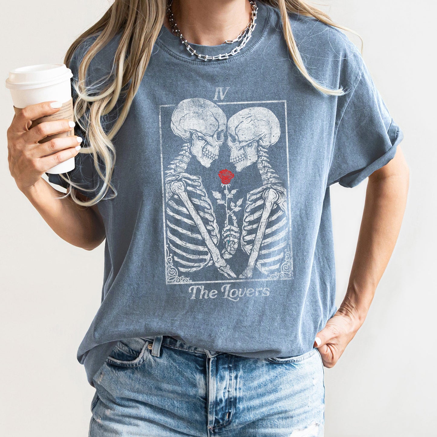 The Lovers Tarot, Skeletons, Mystical, Magic, Comfort Colors Tshirt, Valentine's Day