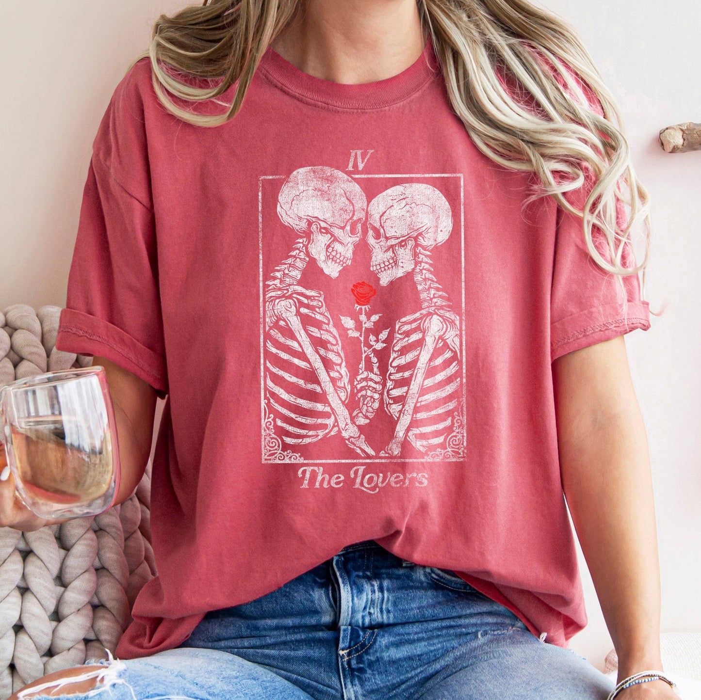 The Lovers Tarot, Skeletons, Mystical, Magic, Comfort Colors Tshirt, Valentine's Day