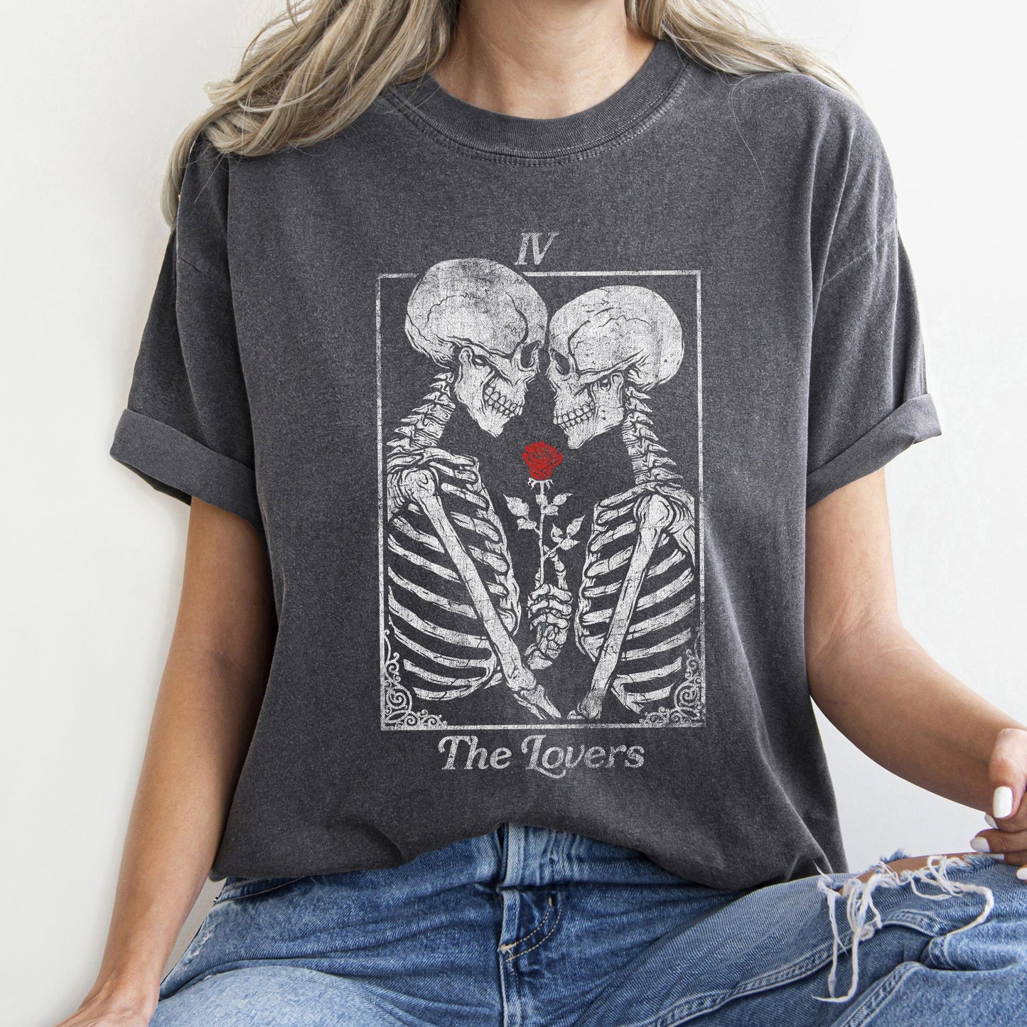 The Lovers Tarot, Skeletons, Mystical, Magic, Comfort Colors Tshirt, Valentine's Day