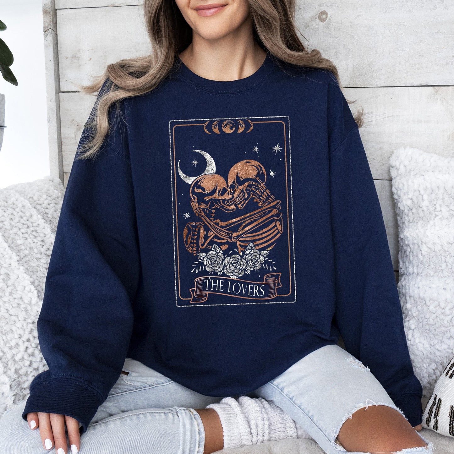 The Lovers Tarot, Moon, Skeletons, Mystical, Magic, Sweatshirt, Valentine's Day