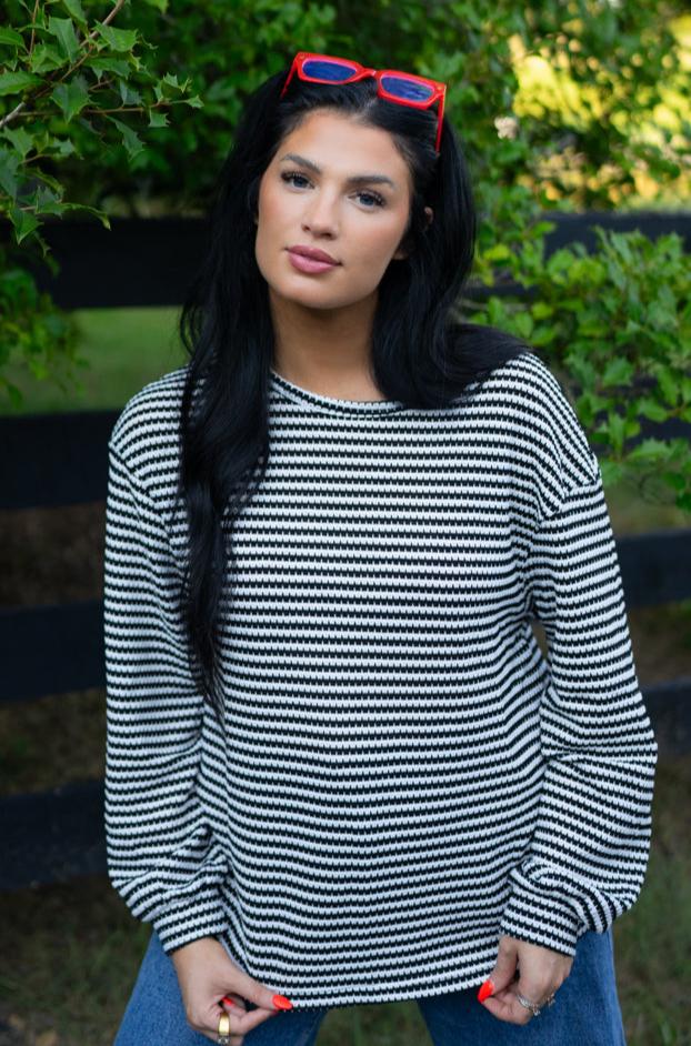 Elouise Stripe Long Sleeve Top - Aaria Tees