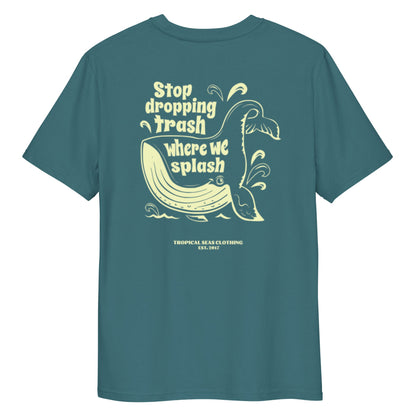 Whale Trash Splash organic cotton t-shirt - Aaria Tees