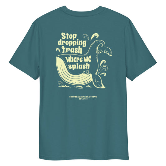 Whale Trash Splash organic cotton t-shirt - Aaria Tees