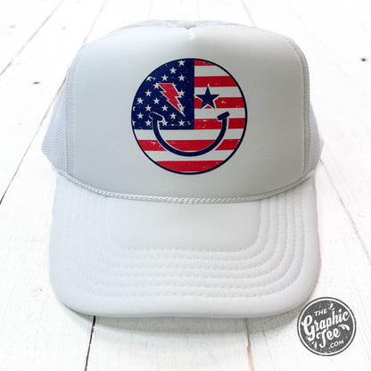 USA Smiley Foam Trucker Cap