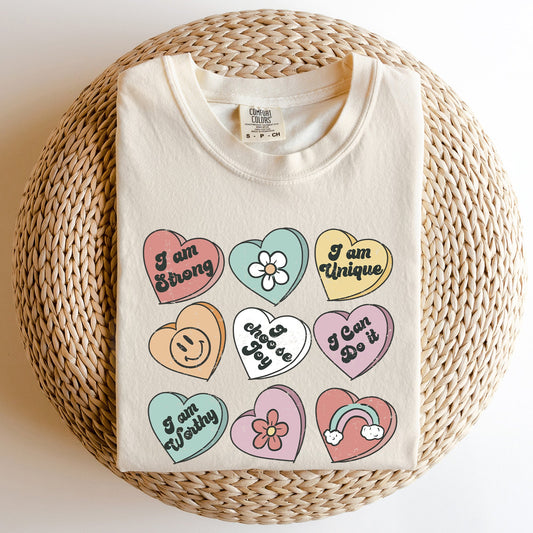 Valentine's Sweet Hearts, Candy, Comfort Colors Tshirt, Valentine's Day