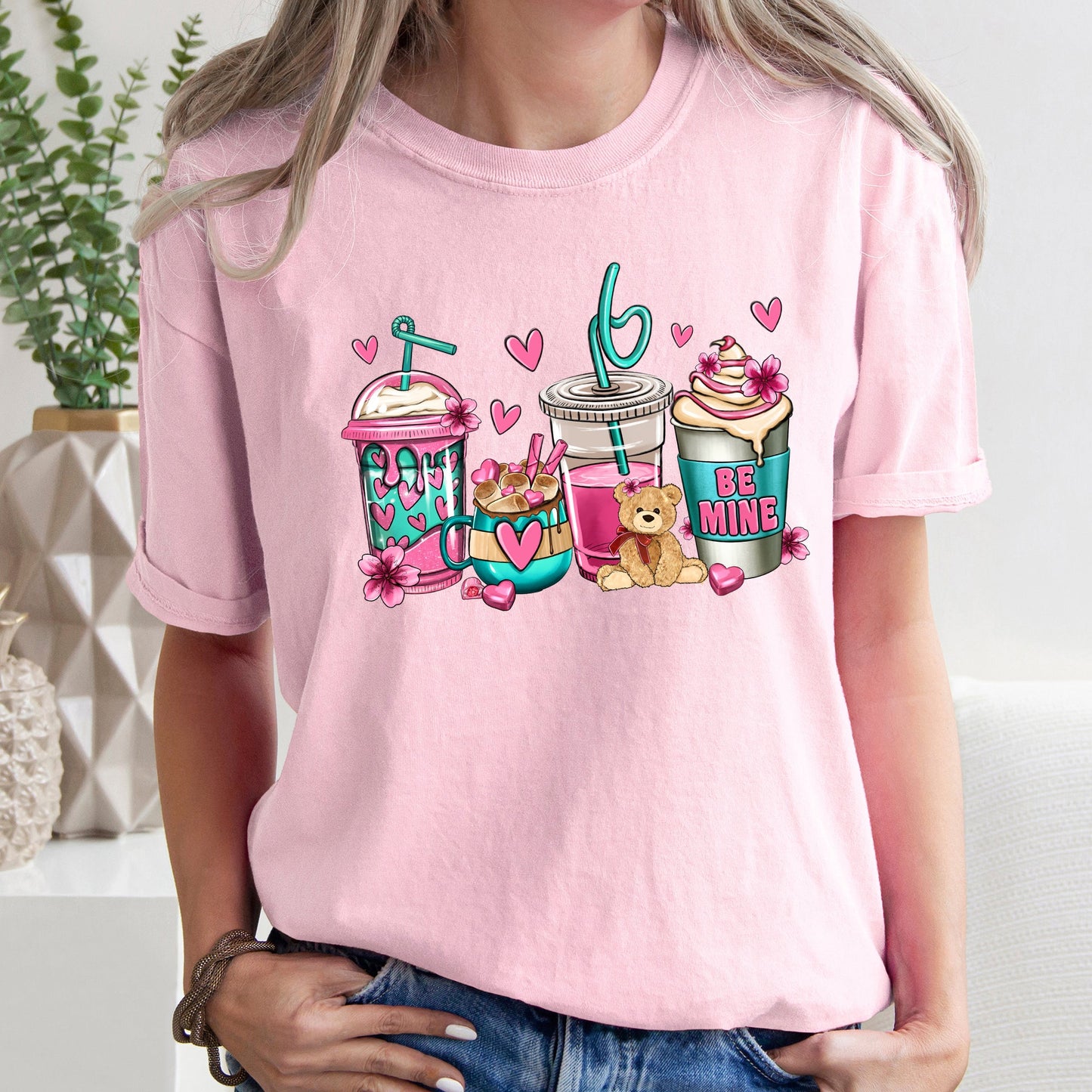 Valentine's Coffee Lover, Pink, Comfort Colors Tshirt, Valentine's Day