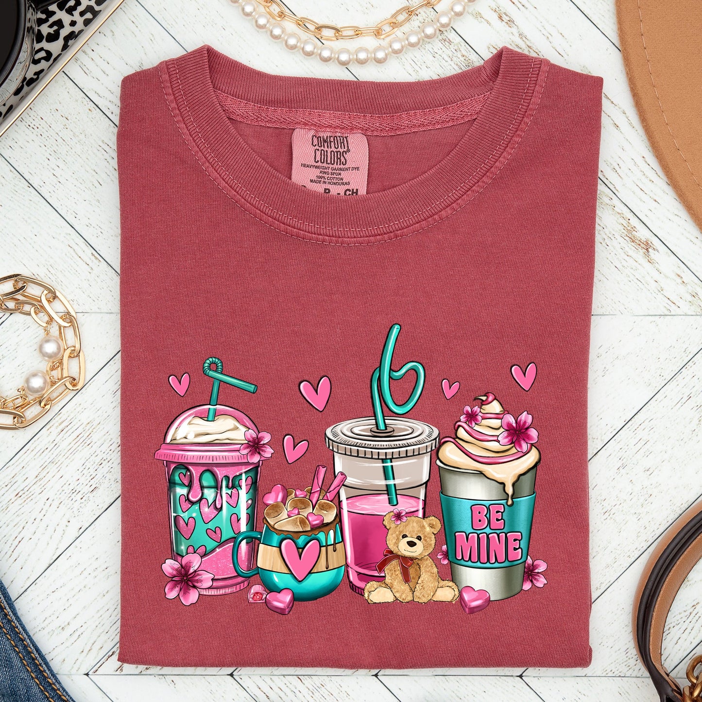 Valentine's Coffee Lover, Pink, Comfort Colors Tshirt, Valentine's Day
