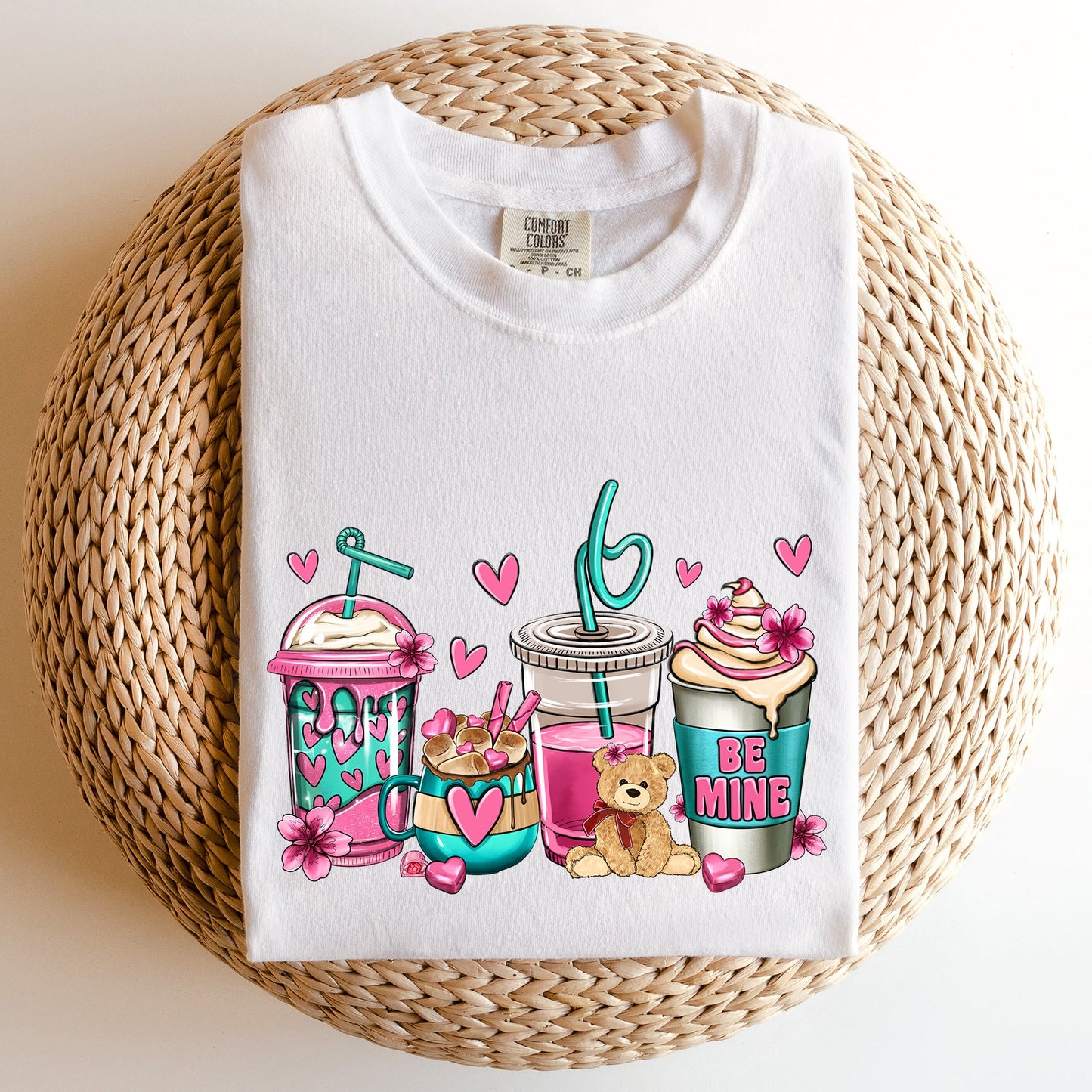 Valentine's Coffee Lover, Pink, Comfort Colors Tshirt, Valentine's Day